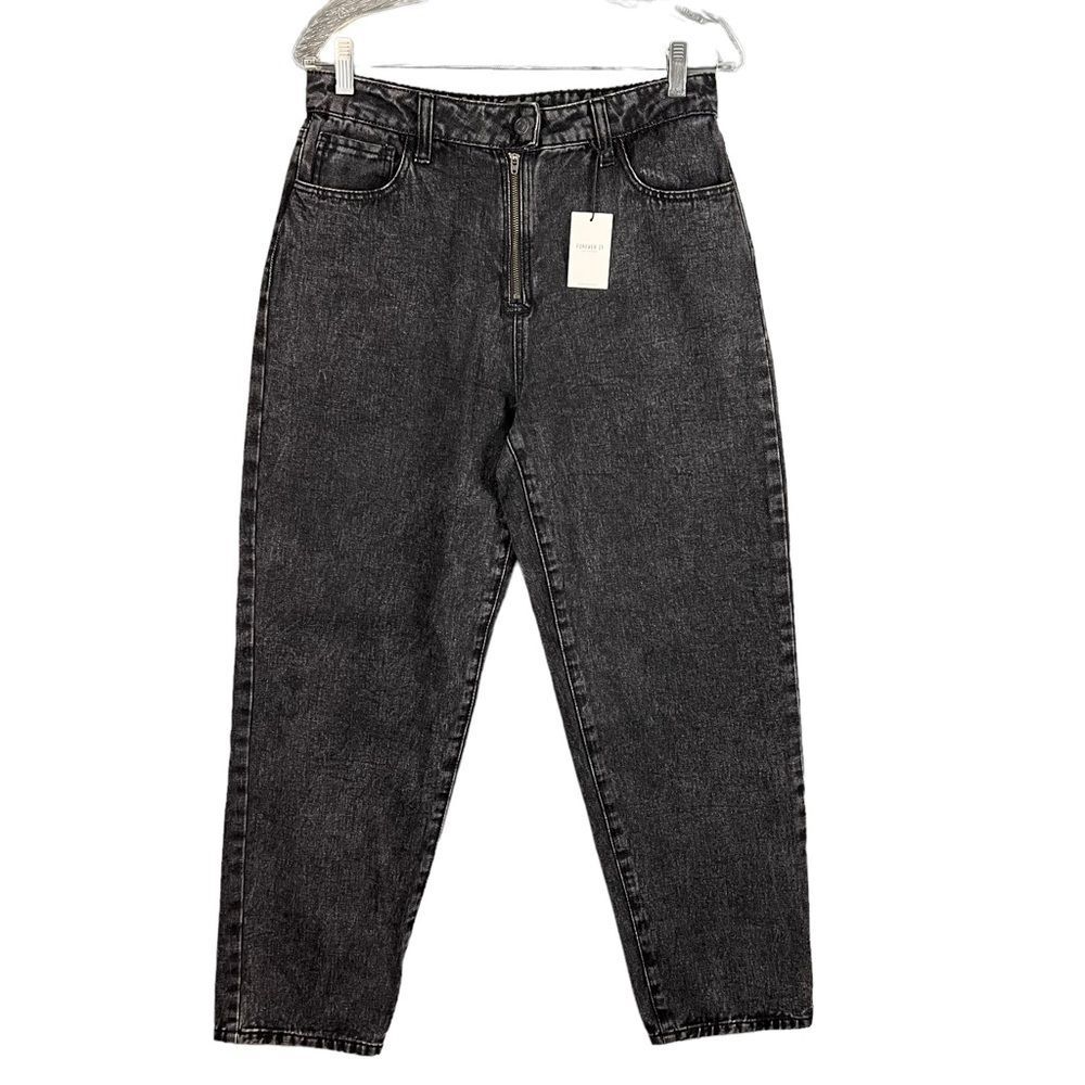 NEW Forever 21 High Rise Baggy Wide Leg Barrel Jeans Black Wash US 28 Grunge
